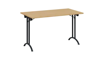 SLA 125 lak skládací jednací stůl 1250x700, deska 25 mm, podnož černý lak, deska javor horský